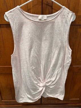 LOFT Light Pink Speckled Twist-Front Tank